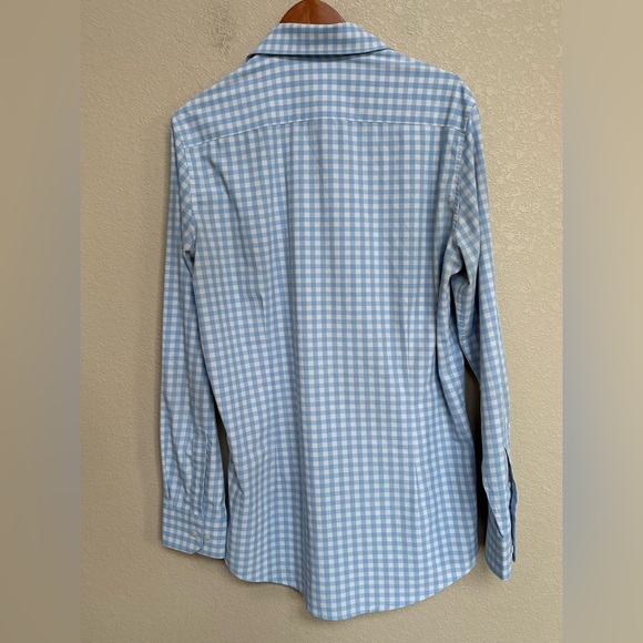 Mizzen+Main Leeward Blue Gingham Stretch Shirt L Trim Tall Office Career - Picture 2 of 8